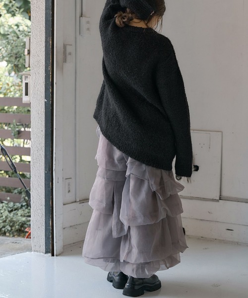 WILLFULLY（ウィルフリー）の「jacquard big silhouette knit（ニット/セーター・レディース・ブラック/チャコール/ボルドー・FREE）」の6枚目の写真