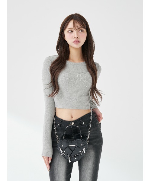 Darich（ダーリッチ）の「シャイニーDDロゴコンパクトロングTシャツ（Tシャツ/カットソー・レディース・ホワイト/グレー/ブラック・FREE）」の3枚目の写真