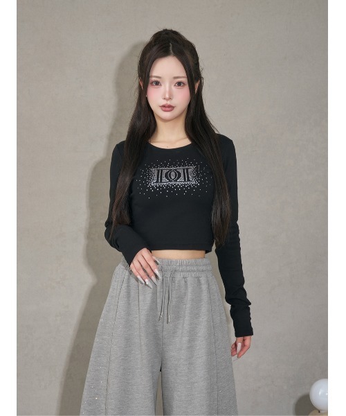 ダーリッチ シャイニーDDロゴコンパクトロングTシャツ 黒 シャイニーDDロゴコンパクトロングTシャツ（Tシャツ/カットソー