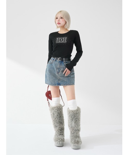 Darich（ダーリッチ）の「シャイニーDDロゴコンパクトロングTシャツ（Tシャツ/カットソー・レディース・ホワイト/グレー/ブラック・FREE）」の7枚目の写真