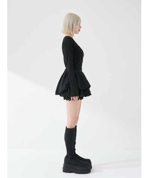 Darich（ダーリッチ）の「シャイニーDDロゴコンパクトロングTシャツ（Tシャツ/カットソー・レディース・ホワイト/グレー/ブラック・FREE）」の10枚目の写真