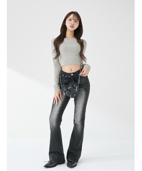 Darich（ダーリッチ）の「シャイニーDDロゴコンパクトロングTシャツ（Tシャツ/カットソー・レディース・ホワイト/グレー/ブラック・FREE）」の13枚目の写真