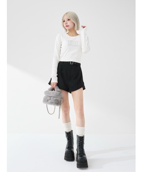 Darich（ダーリッチ）の「シャイニーDDロゴコンパクトロングTシャツ（Tシャツ/カットソー・レディース・ホワイト/グレー/ブラック・FREE）」の12枚目の写真