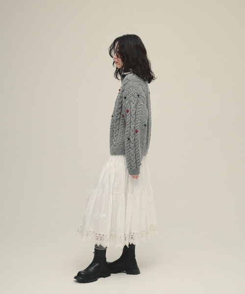 eL（エル）の「【eL】Nepal Hand Knit Skipper Pullover/491272（ニット/セーター・レディース・グレー/ネイビー・FREE）」の4枚目の写真