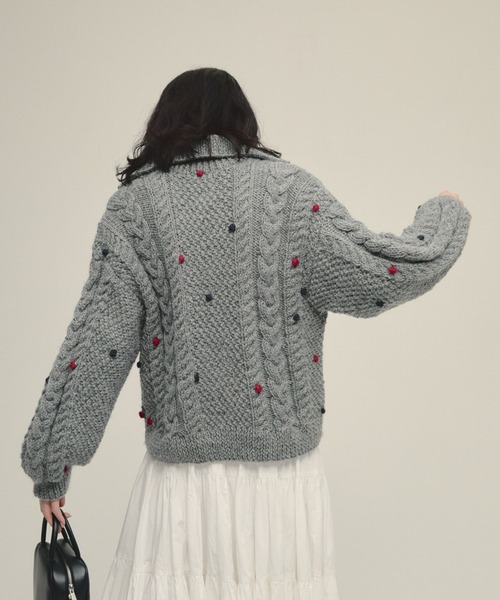 eL（エル）の「【eL】Nepal Hand Knit Skipper Pullover/491272（ニット/セーター・レディース・グレー/ネイビー・FREE）」の7枚目の写真