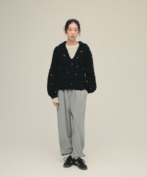 eL（エル）の「【eL】Nepal Hand Knit Skipper Pullover/491272（ニット/セーター・レディース・グレー/ネイビー・FREE）」の9枚目の写真