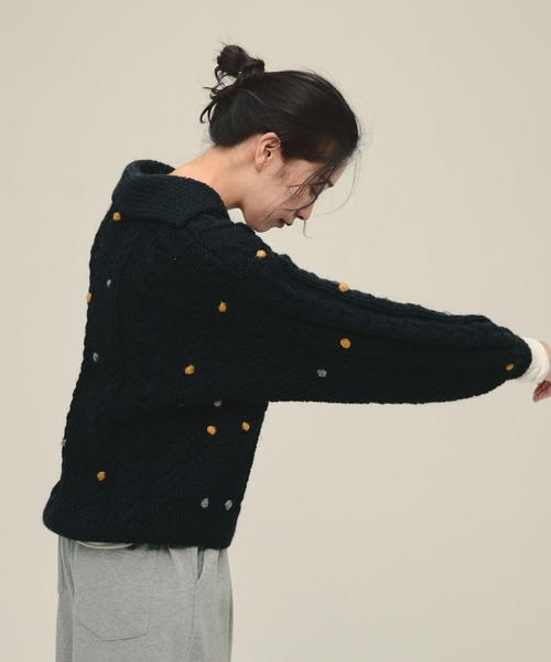 eL（エル）の「【eL】Nepal Hand Knit Skipper Pullover/491272（ニット/セーター・レディース・グレー/ネイビー・FREE）」の12枚目の写真