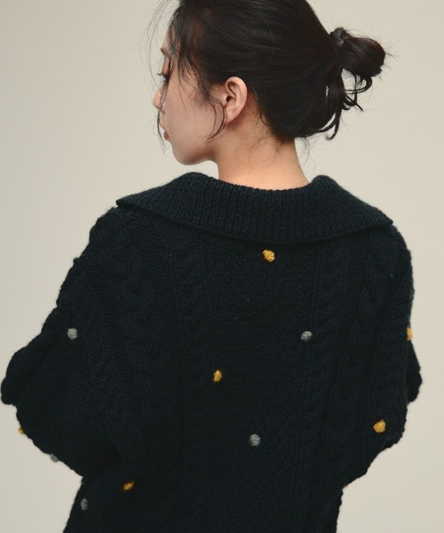 eL（エル）の「【eL】Nepal Hand Knit Skipper Pullover/491272（ニット/セーター・レディース・グレー/ネイビー・FREE）」の13枚目の写真