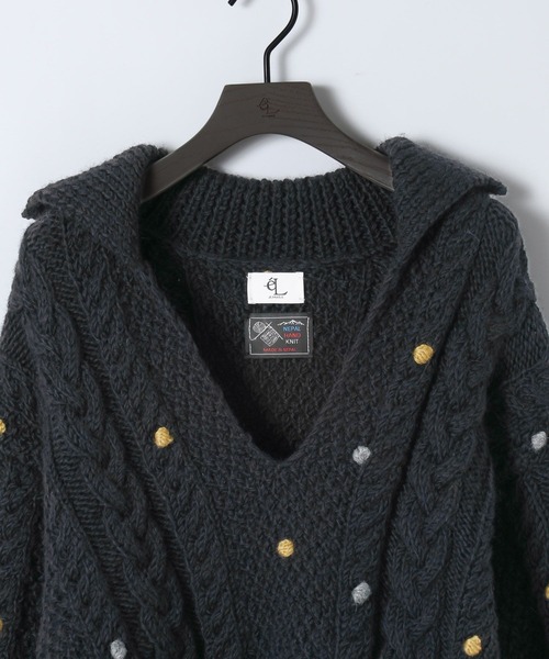eL（エル）の「【eL】Nepal Hand Knit Skipper Pullover/491272（ニット/セーター・レディース・グレー/ネイビー・FREE）」の14枚目の写真