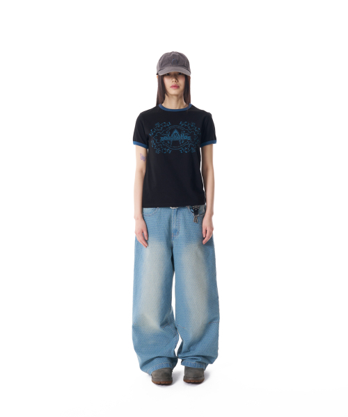 AAKAM(アーカム)の「Stamp Printed Ringer Top (Black)(Tシャツ/カットソー・レディース・その他・1/2)」の3枚目の写真