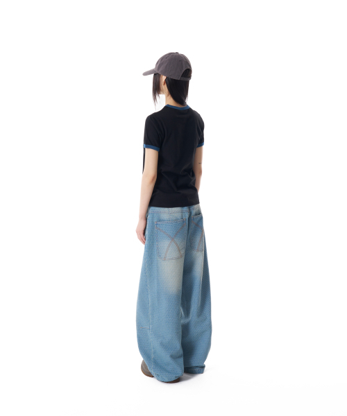 AAKAM(アーカム)の「Stamp Printed Ringer Top (Black)(Tシャツ/カットソー・レディース・その他・1/2)」の4枚目の写真