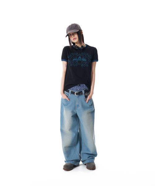 AAKAM(アーカム)の「Stamp Printed Ringer Top (Black)(Tシャツ/カットソー・レディース・その他・1/2)」の5枚目の写真