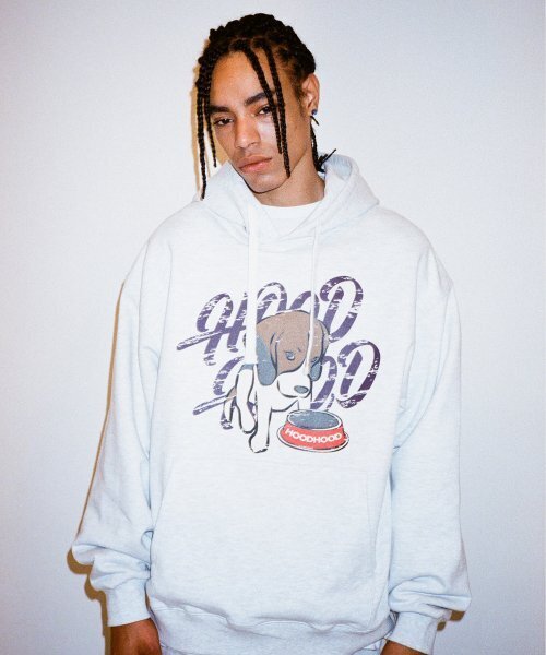 HOODHOOD(フッドフッド)の「ビグルロゴフードメランジホワイト(パーカー・メンズ・その他・MEDIUM/LARGE/X-LARGE)」の2枚目の写真