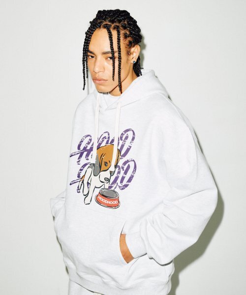 HOODHOOD(フッドフッド)の「ビグルロゴフードメランジホワイト(パーカー・メンズ・その他・MEDIUM/LARGE/X-LARGE)」の3枚目の写真