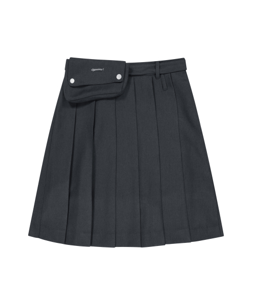 IUGAMAKARAS(イウガマカラス)の「Belted Bag Pleats Midi Skirt (Dark Gray)(スカート・レディース・その他・2/1)」の10枚目の写真