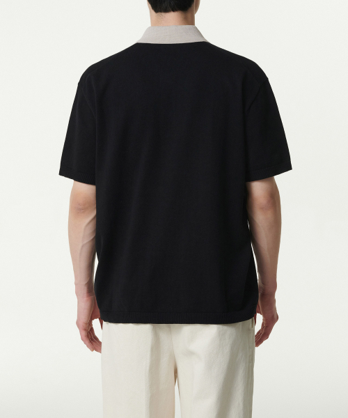 MUSINSA STANDARD（ムシンサスタンダード）の「コントラストカラー ニットポロシャツ [ブラック]（ポロシャツ・メンズ・その他・XX-LARGE/LARGE/MEDIUM/SMALL/X-LARGE）」の3枚目の写真