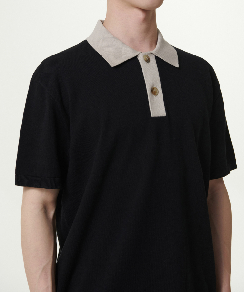 MUSINSA STANDARD（ムシンサスタンダード）の「コントラストカラー ニットポロシャツ [ブラック]（ポロシャツ・メンズ・その他・XX-LARGE/LARGE/MEDIUM/SMALL/X-LARGE）」の4枚目の写真
