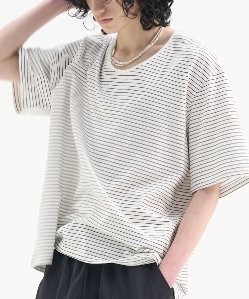 TRIP LE SENS(トリップ ル センス)の「ベーシックUネックシルケットコットンTシャツ_STネックラインホワイト(Tシャツ/カットソー・メンズ・その他・SMALL/MEDIUM/LARGE/X-LARGE)」の1枚目の写真