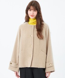 【WELBURY NO COLLAR SHORT(ウェルベリーノーカラーショート)】ウールシャギー製