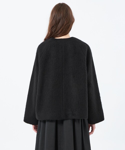 MACKINTOSH PHILOSOPHY(マッキントッシュ フィロソフィー)の「【WELBURY NO COLLAR SHORT(ウェルベリーノーカラーショート)】ウールシャギー製(ノーカラーコート・レディース・ベージュ/ブラック/ライトイエロー・38)」の12枚目の写真