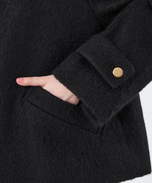 MACKINTOSH PHILOSOPHY(マッキントッシュ フィロソフィー)の「【WELBURY NO COLLAR SHORT(ウェルベリーノーカラーショート)】ウールシャギー製(ノーカラーコート・レディース・ベージュ/ブラック/ライトイエロー・38)」の13枚目の写真