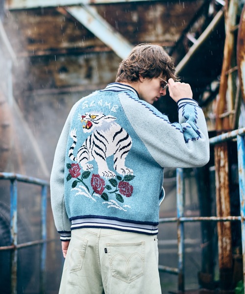 glamb（グラム）の「White Tiger Knit Ska Jumper / ホワイトタイガーニットスカジャンパー（スカジャン・メンズ・レッド/ブラック/ブルー・S/M/L）」の22枚目の写真