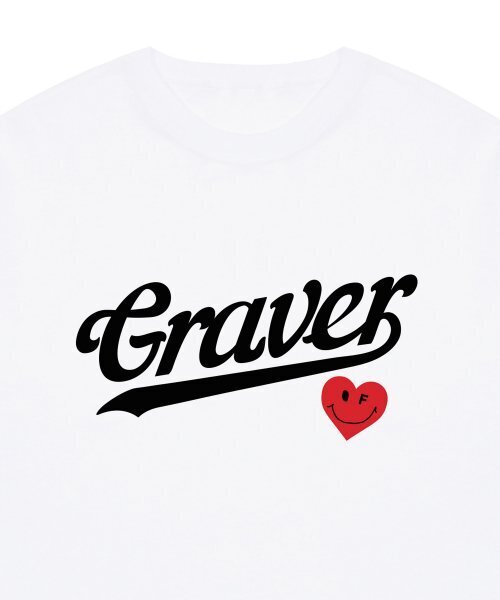 GRAVER（グレーバー）の「[UNISEX]ベースボールのロゴハートスマイルバンファルティ_ホワイト（Tシャツ/カットソー・レディース・ホワイト・SMALL/MEDIUM/LARGE/X-LARGE）」の3枚目の写真
