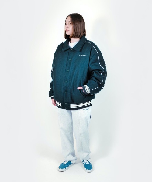 Kinetics（キネティクス）の「APPLEBUM Collared Melton Stadium Jacket（アップルバム カラード メルトン スタジアム ジャケット）（スタジャン・メンズ・ネイビー/グリーン・LARGE/MEDIUM/X-LARGE）」の21枚目の写真