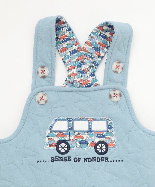 sense of wonder(センスオブワンダー)の「リバティアップリケサロペットスーツ(ロンパース・キッズ・ネイビー/ブルー・70-80cm)」の10枚目の写真