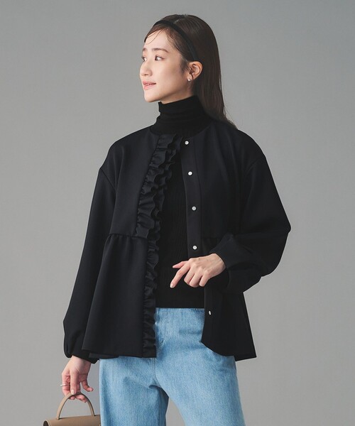 UNITED ARROWS（ユナイテッドアローズ）の「SPONGY フリル ペプラム ジャケット（ノーカラージャケット・レディース・オフホワイト/ブラック/ネイビー・38/36）」の13枚目の写真