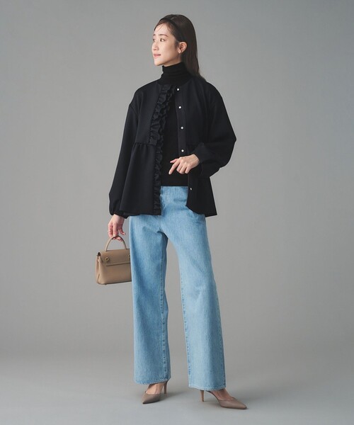 UNITED ARROWS（ユナイテッドアローズ）の「SPONGY フリル ペプラム ジャケット（ノーカラージャケット・レディース・オフホワイト/ブラック/ネイビー・38/36）」の14枚目の写真