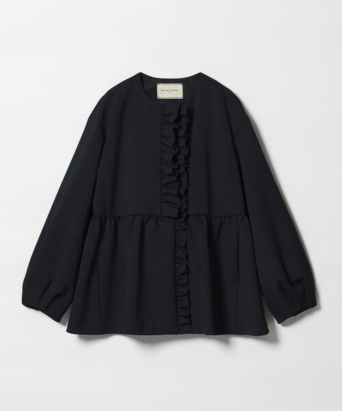 UNITED ARROWS SPONGY フリル ペプラム ジャケット　38 黒 UNITED ARROWS SPONGY フリル ペプラム ジャケット （BLACK