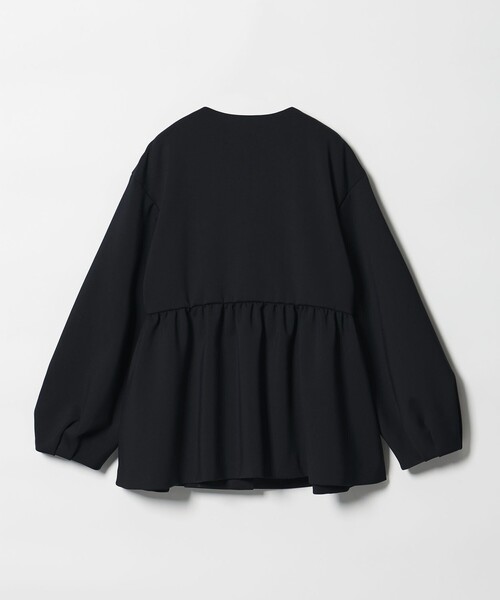 UNITED ARROWS SPONGY フリル ペプラム ジャケット　38 黒 SPONGY フリル ペプラム ジャケット（ノーカラージャケット）｜UNITED