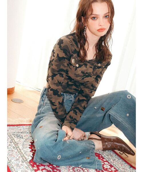 EVRIS（エヴリス）の「アイレットクロップドロンＴ（Tシャツ/カットソー・レディース・ホワイト/ブラック/その他1・FREE）」の8枚目の写真