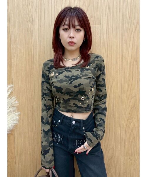 EVRIS（エヴリス）の「アイレットクロップドロンＴ（Tシャツ/カットソー・レディース・ホワイト/ブラック/その他1・FREE）」の11枚目の写真