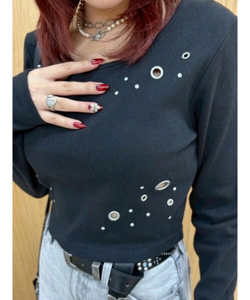 EVRIS（エヴリス）の「アイレットクロップドロンＴ（Tシャツ/カットソー・レディース・ホワイト/ブラック/その他1・FREE）」の13枚目の写真