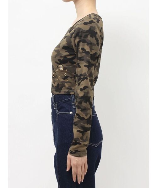 EVRIS(エヴリス)の「アイレットクロップドロンT 春服(Tシャツ/カットソー・レディース・ホワイト/ブラック/その他1・FREE)」の4枚目の写真