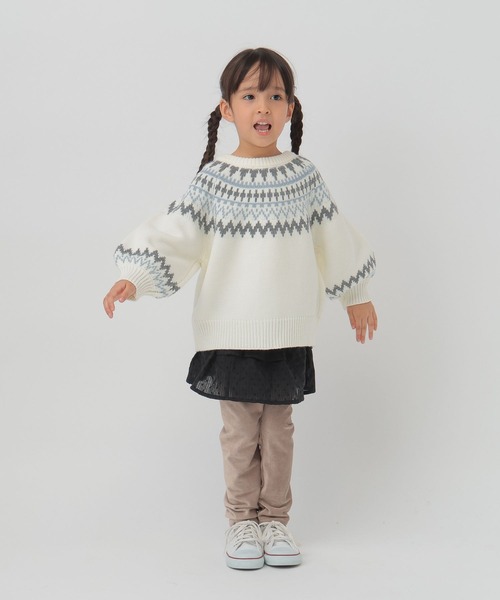 GLOBAL WORK（グローバルワーク）の「2wayノルディックニット/T/603720（カーディガン/ボレロ・キッズ・ホワイト/ライトグリーン/ベージュ/ライトブルー・100cm/120cm/110cm）」の21枚目の写真