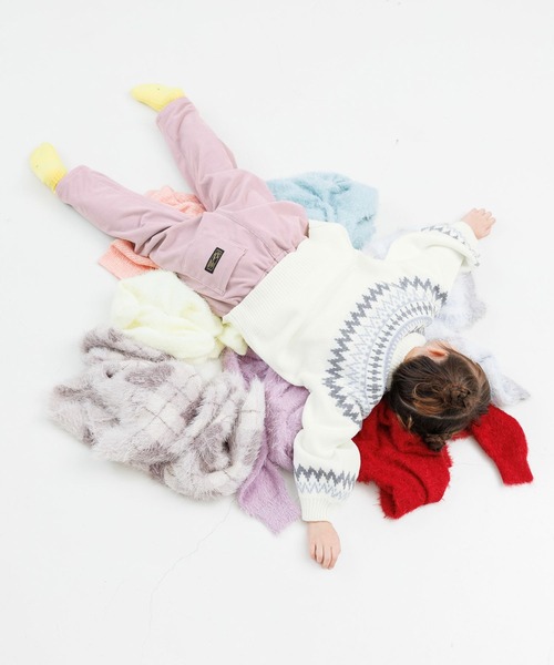 GLOBAL WORK（グローバルワーク）の「2wayノルディックニット/T/603720（カーディガン/ボレロ・キッズ・ホワイト/ライトグリーン/ベージュ/ライトブルー・100cm/120cm/110cm）」の8枚目の写真