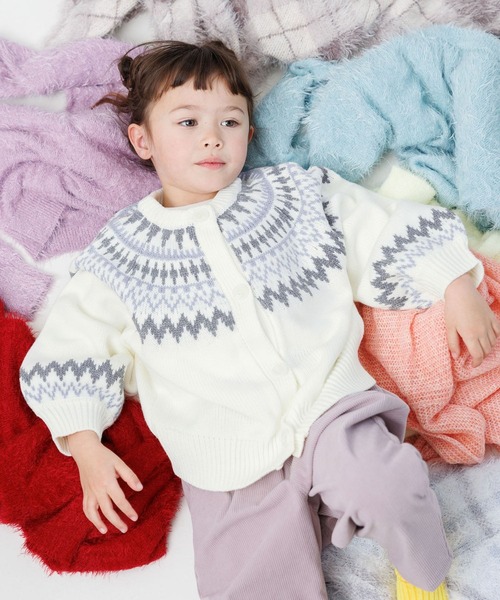 GLOBAL WORK（グローバルワーク）の「2wayノルディックニット/T/603720（カーディガン/ボレロ・キッズ・ホワイト/ライトグリーン/ベージュ/ライトブルー・100cm/120cm/110cm）」の13枚目の写真