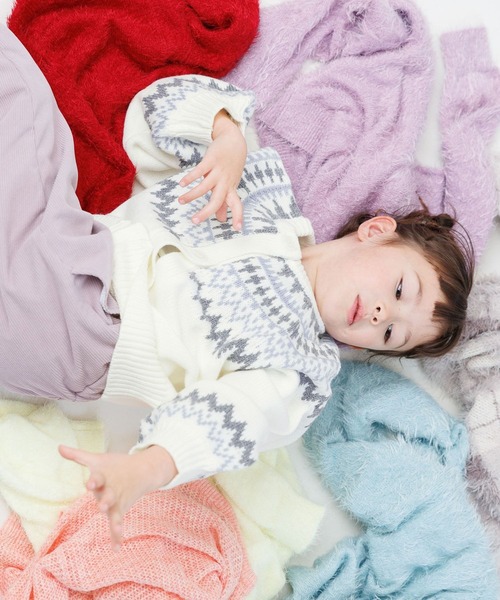 GLOBAL WORK（グローバルワーク）の「2wayノルディックニット/T/603720（カーディガン/ボレロ・キッズ・ホワイト/ライトグリーン/ベージュ/ライトブルー・100cm/120cm/110cm）」の11枚目の写真