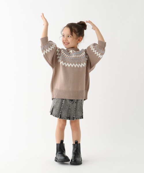 GLOBAL WORK（グローバルワーク）の「2wayノルディックニット/T/603720（カーディガン/ボレロ・キッズ・ホワイト/ライトグリーン/ベージュ/ライトブルー・100cm/120cm/110cm）」の17枚目の写真