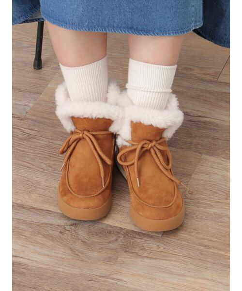 Samansa Mos2（サマンサ モスモス）の「ボアスニーカーブーツ（ブーツ・レディース・ダークブラウン/キャメル・L/S/XL/M）」の14枚目の写真