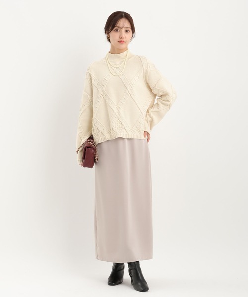 Andemiu（アンデミュウ）の「アーガイルガラハイネックニット617714（ニット/セーター・レディース・ブラック/オフホワイト/モカ・FREE）」の4枚目の写真