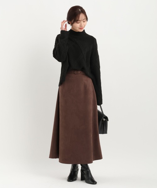 Andemiu（アンデミュウ）の「アーガイルガラハイネックニット617714（ニット/セーター・レディース・ブラック/オフホワイト/モカ・FREE）」の5枚目の写真