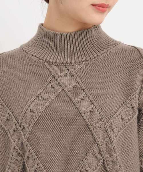 Andemiu（アンデミュウ）の「アーガイルガラハイネックニット617714（ニット/セーター・レディース・ブラック/オフホワイト/モカ・FREE）」の13枚目の写真