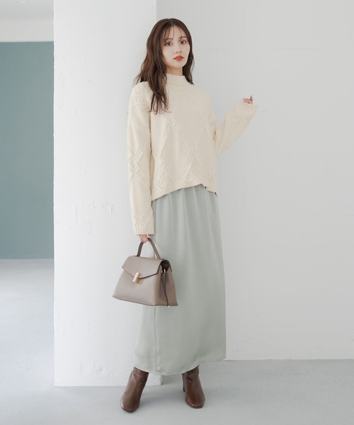 Andemiu（アンデミュウ）の「アーガイルガラハイネックニット617714（ニット/セーター・レディース・ブラック/オフホワイト/モカ・FREE）」の20枚目の写真