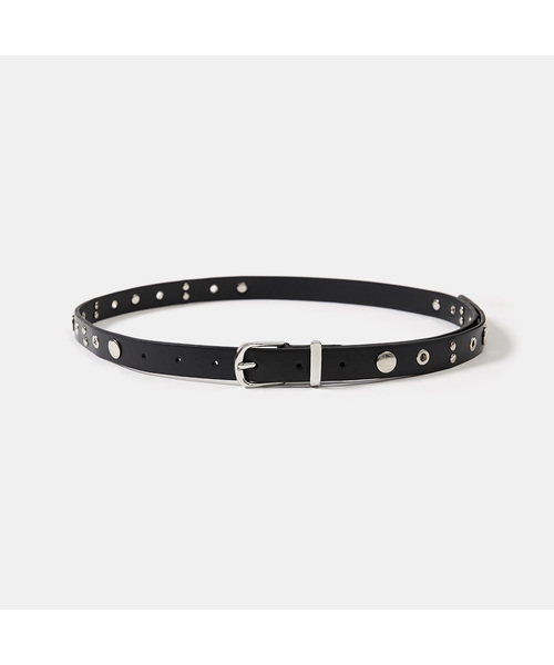NEW EYELET LEATHER BELT (BLACK)