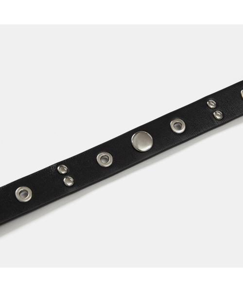 NEW EYELET LEATHER BELT (BLACK)