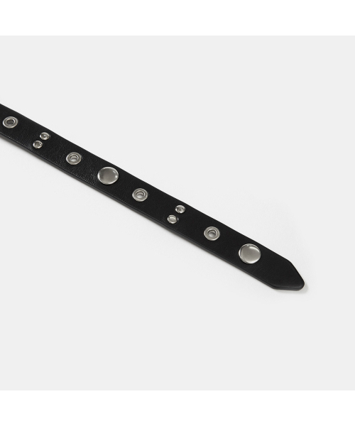 NEW EYELET LEATHER BELT (BLACK)